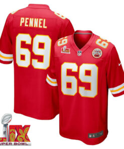 Mike Pennel #69 Kansas City Chiefs Super Bowl LIX Jersey - Men's - Red JS2644 nicesnker