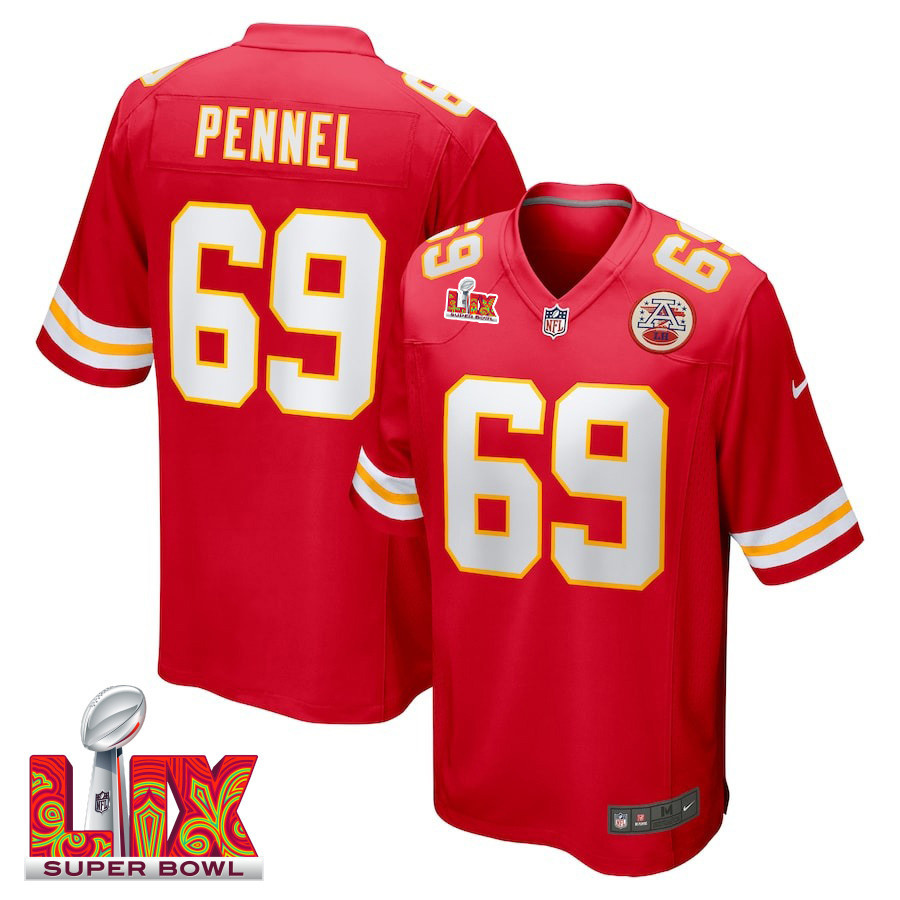 Mike Pennel #69 Kansas City Chiefs Super Bowl LIX Jersey - Men's - Red JS2644 nicesnker