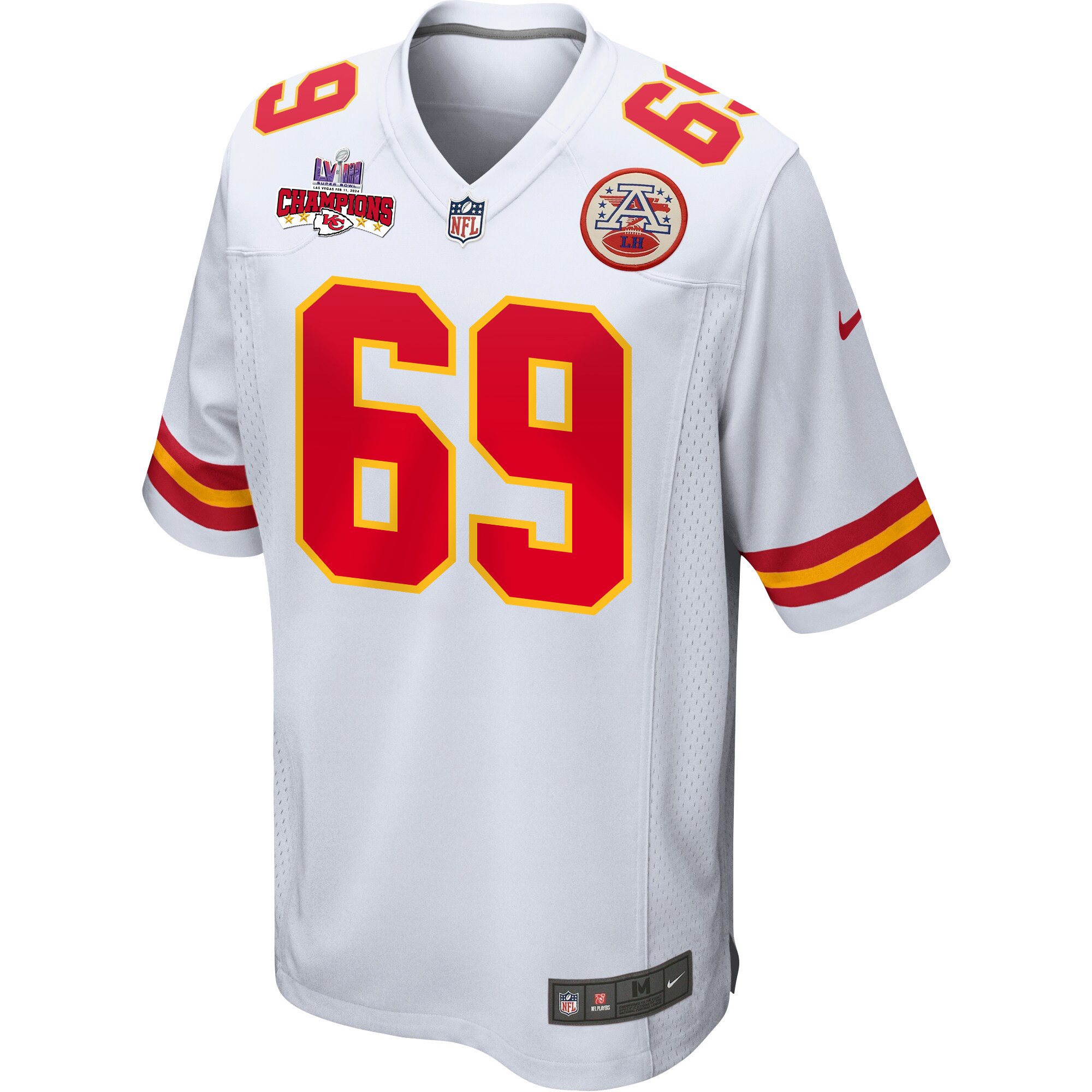 Mike Pennel 69 Kansas City Chiefs Super Bowl LVIII Champions 4 Stars Patch Game Men Jersey - White JS4783 nicesnker - Image 2