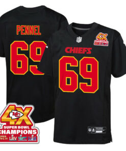 Mike Pennel 69 Kansas City Chiefs Super Bowl LVIII Champions 4X Fashion Game YOUTH Jersey - Carbon Black JS9894 nicesnker
