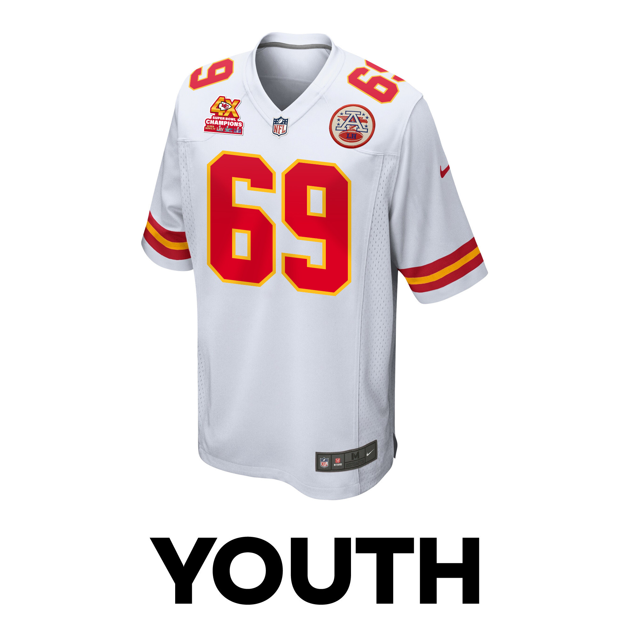 Mike Pennel 69 Kansas City Chiefs Super Bowl LVIII Champions 4X Game YOUTH Jersey - White JS5708 nicesnker - Image 2
