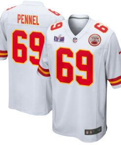 Mike Pennel 69 Kansas City Chiefs Super Bowl LVIII Patch Game Men Jersey - White JS3179 nicesnker