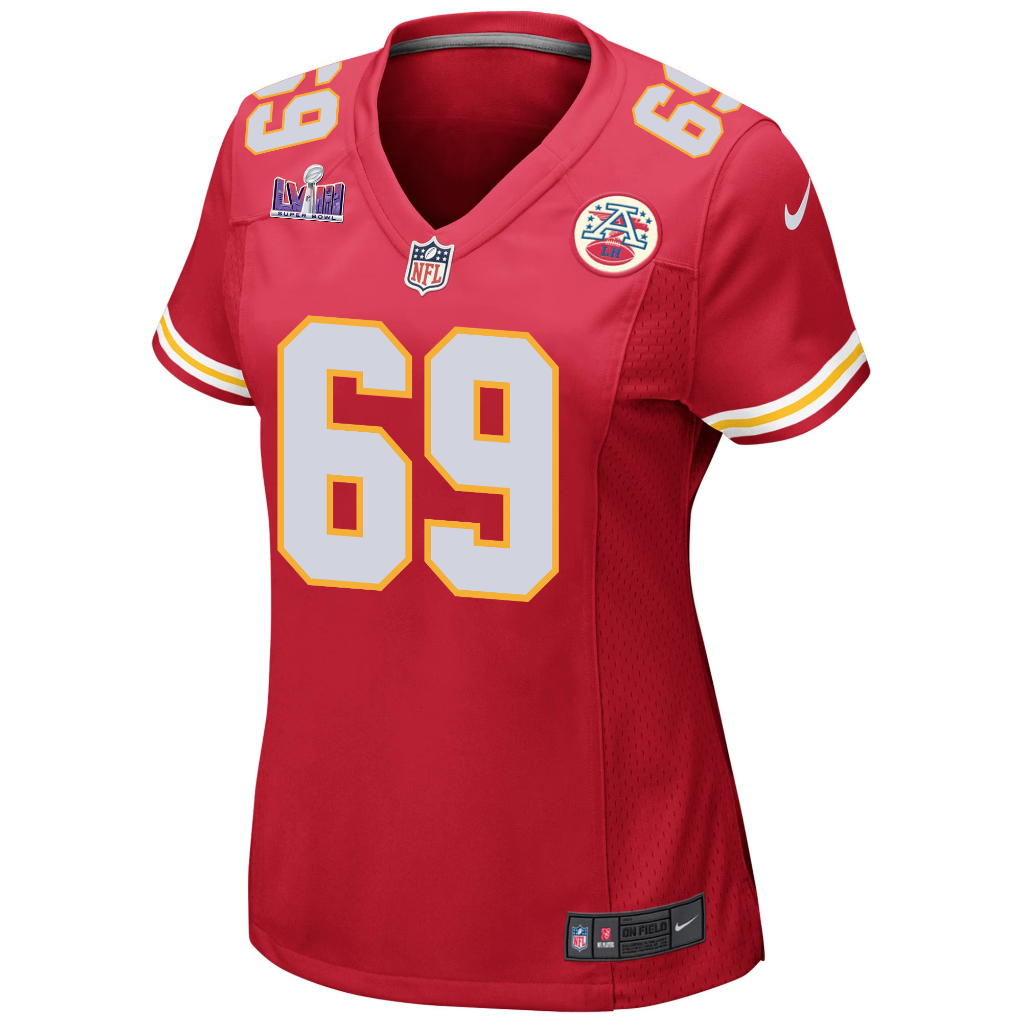 Mike Pennel 69 Kansas City Chiefs Super Bowl LVIII Patch Game Women Jersey - Red JS2892 nicesnker - Image 2