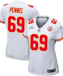 Mike Pennel 69 Kansas City Chiefs Super Bowl LVIII Patch Game Women Jersey - White JS2278 nicesnker
