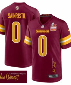 Mike Sainristil 0 Washington Commanders Super Bowl LIX Champions Patch 'New Orleans - A Symphony of Sport' EMBROIDERED Game Men Jersey - Burgundy JS6077 nicesnker