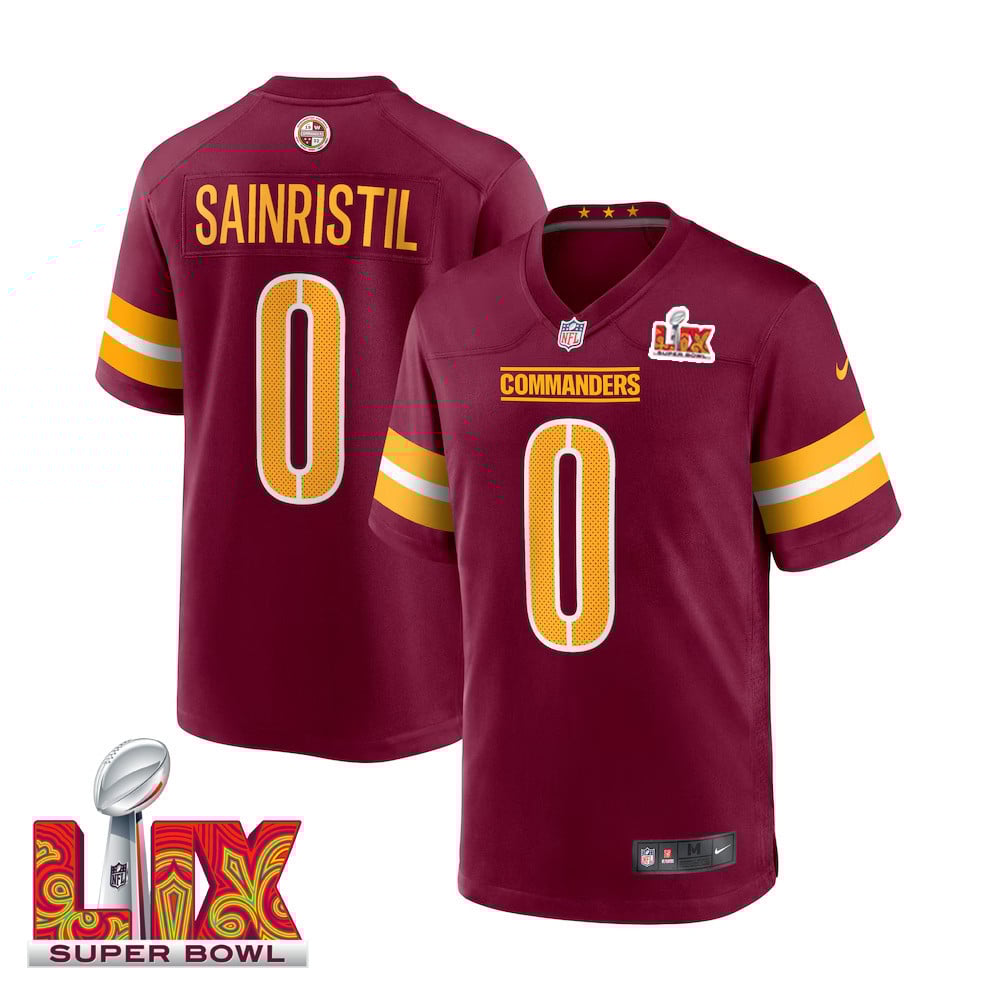 Mike Sainristil #0 Washington Commanders Super Bowl LIX Jersey - Men's - Burgundy JS7051 nicesnker