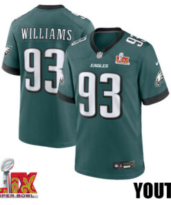 Milton Williams #93 Philadelphia Eagles Super Bowl LIX YOUTH Jersey - Midnight Green JS7936 nicesnker