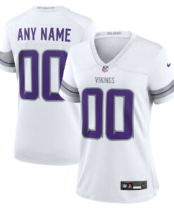 Minnesota Vikings Women's Alternate Game Custom Jersey - White JS3963 nicesnker