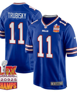 Mitchell Trubisky 11 Buffalo Bills Super Bowl LIX Champions Patch Game Men Jersey - Royal JS8998 nicesnker