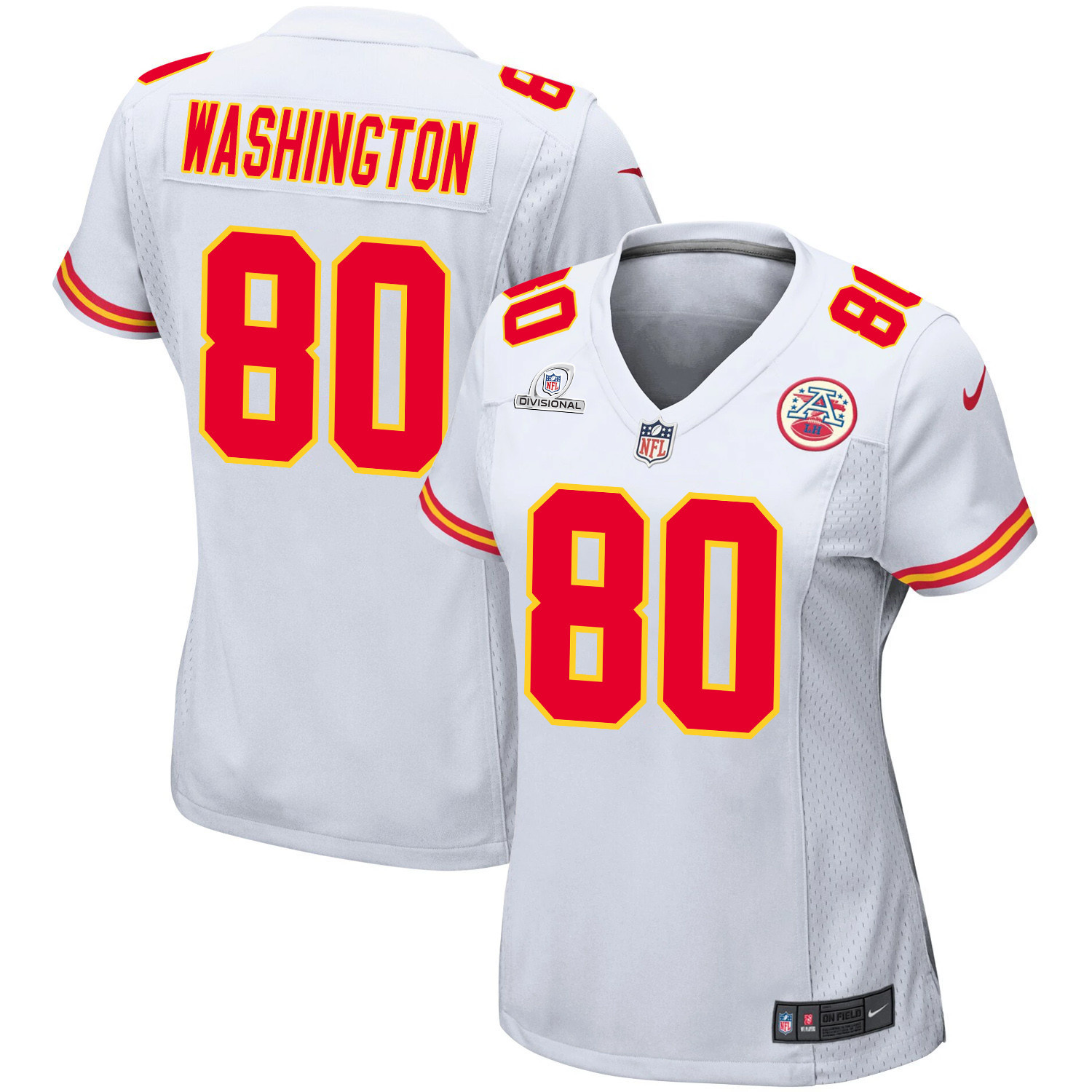 Montrell Washington 80 Kansas City Chiefs Super Bowl LVIII Patch Game Women Jersey - White JS6291 nicesnker