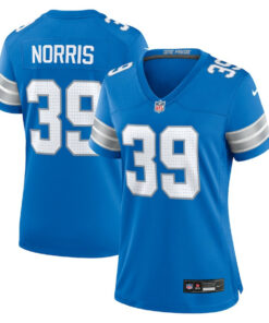 Morice Norris 39 Detroit Lions Women's Game Jersey - Blue JS3224 nicesnker