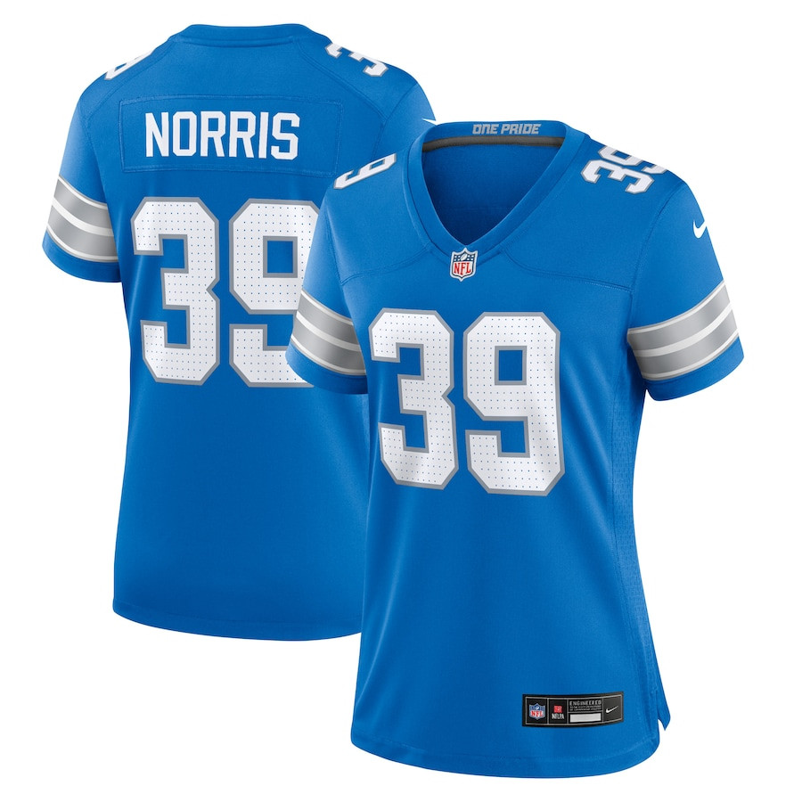 Morice Norris 39 Detroit Lions Women's Game Jersey - Blue JS3224 nicesnker