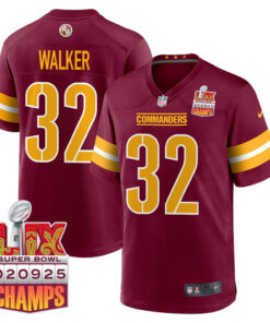 Mykal Walker 32 Washington Commanders Super Bowl LIX Champions Patch Game Men Jersey - Burgundy JS6276 nicesnker