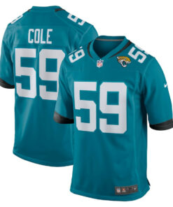 Myles Cole 59 Jacksonville Jaguars Team Game Men Jersey - Teal JS2942 nicesnker