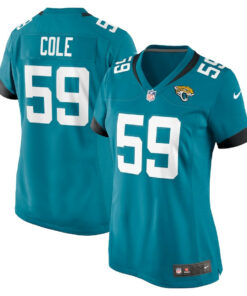 Myles Cole 59 Jacksonville Jaguars Women's Game Jersey - Teal JS8584 nicesnker