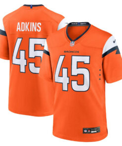 Nate Adkins 45 Denver Broncos Team Game Men Jersey - Orange JS1814 nicesnker