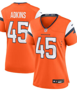Nate Adkins 45 Denver Broncos Women's Team Game Jersey - Orange JS4313 nicesnker