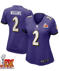 Nate Wiggins #2 Baltimore Ravens Super Bowl LIX Women's Jersey - Purple JS7767 nicesnker