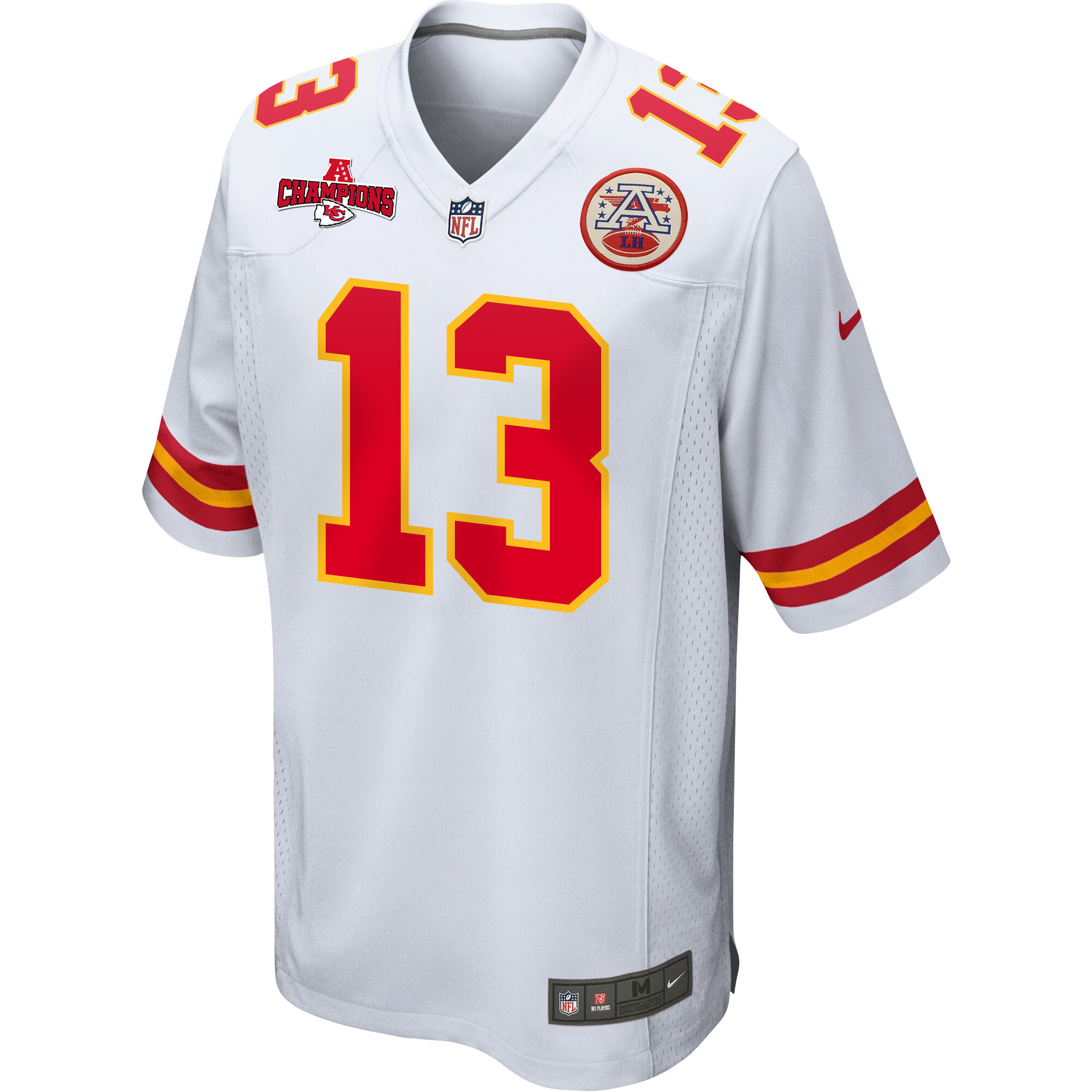 Nazeeh Johnson 13 Kansas City Chiefs AFC Champions Patch Game Men Jersey - White JS5063 nicesnker - Image 2