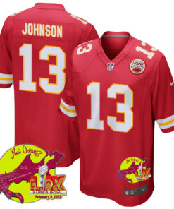 Nazeeh Johnson 13 Kansas City Chiefs Super Bowl LIX New Orleans Patch Game Men Jersey - Red JS9889 nicesnker