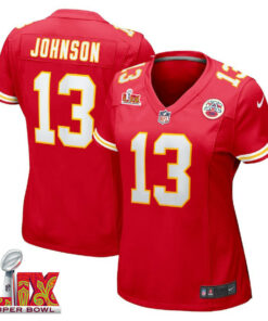 Nazeeh Johnson #13 Kansas City Chiefs Super Bowl LIX Women's Jersey - Red JS9548 nicesnker
