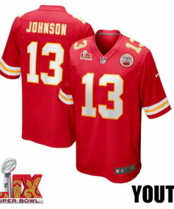 Nazeeh Johnson #13 Kansas City Chiefs Super Bowl LIX YOUTH Jersey - Red JS8260 nicesnker