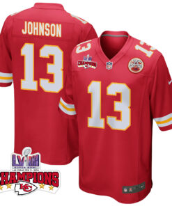 Nazeeh Johnson 13 Kansas City Chiefs Super Bowl LVIII Champions 4 Stars Patch Game Men Jersey - Red JS1377 nicesnker