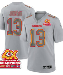 Nazeeh Johnson 13 Kansas City Chiefs Super Bowl LVIII Champions 4X Atmosphere Fashion Game Men Jersey - Gray JS5340 nicesnker