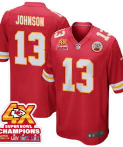 Nazeeh Johnson 13 Kansas City Chiefs Super Bowl LVIII Champions 4X Game Men Jersey - Red JS9770 nicesnker