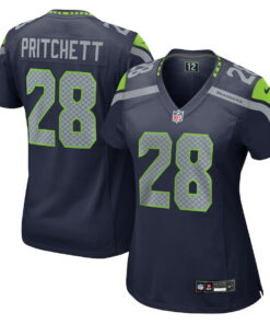 Nehemiah Pritchett 28 Seattle Seahawks Women's Game Jersey - College Navy JS3741 nicesnker