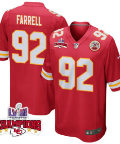 Neil Farrell 92 Kansas City Chiefs Super Bowl LVIII Champions 4 Stars Patch Game Men Jersey - Red JS2906 nicesnker