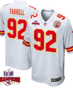 Neil Farrell 92 Kansas City Chiefs Super Bowl LVIII Champions 4 Stars Patch Game Men Jersey - White JS2775 nicesnker