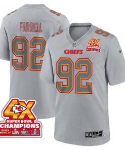 Neil Farrell 92 Kansas City Chiefs Super Bowl LVIII Champions 4X Atmosphere Fashion Game Men Jersey - Gray JS7069 nicesnker