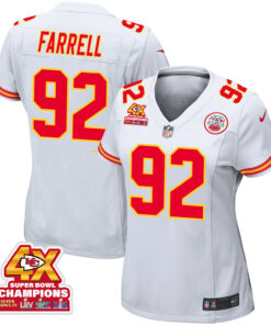 Neil Farrell 92 Kansas City Chiefs Super Bowl LVIII Champions 4X Game Women Jersey - White JS8758 nicesnker