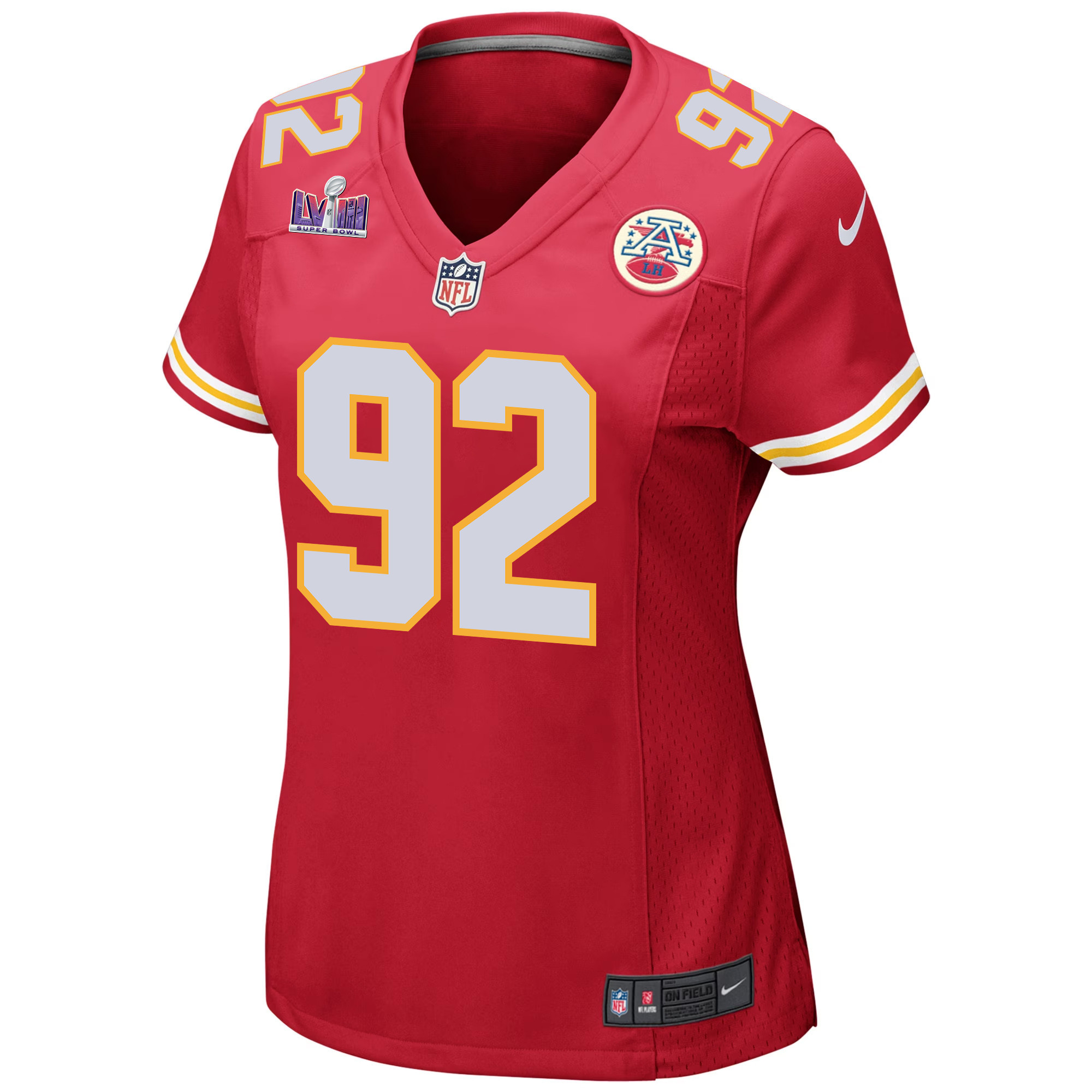Neil Farrell 92 Kansas City Chiefs Super Bowl LVIII Patch Game Women Jersey - Red JS2304 nicesnker - Image 2