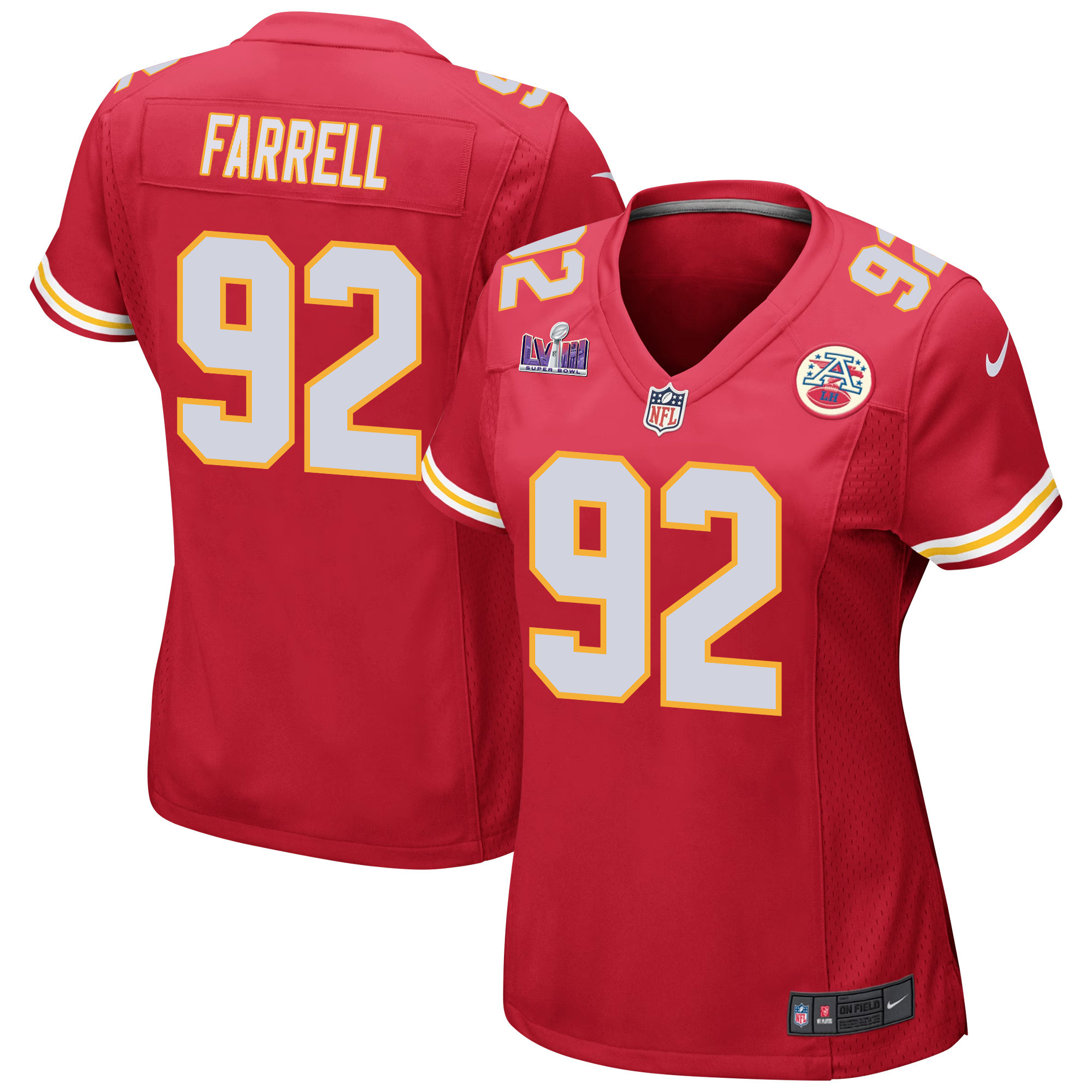 Neil Farrell 92 Kansas City Chiefs Super Bowl LVIII Patch Game Women Jersey - Red JS2304 nicesnker
