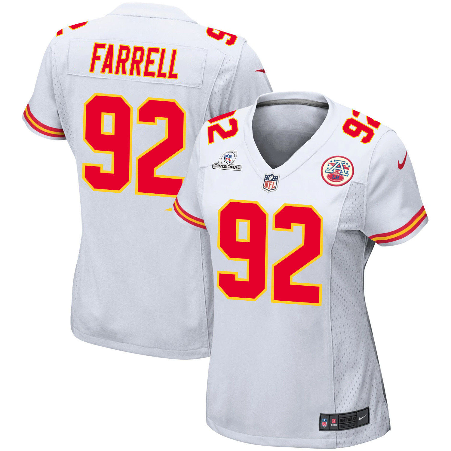 Neil Farrell 92 Kansas City Chiefs Super Bowl LVIII Patch Game Women Jersey - White JS7415 nicesnker