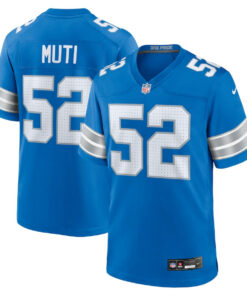 Netane Muti 52 Detroit Lions Game Men Jersey - Blue JS1614 nicesnker