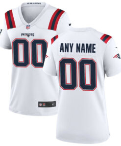 New England Patriots Women Custom Game Jersey - White JS3135 nicesnker
