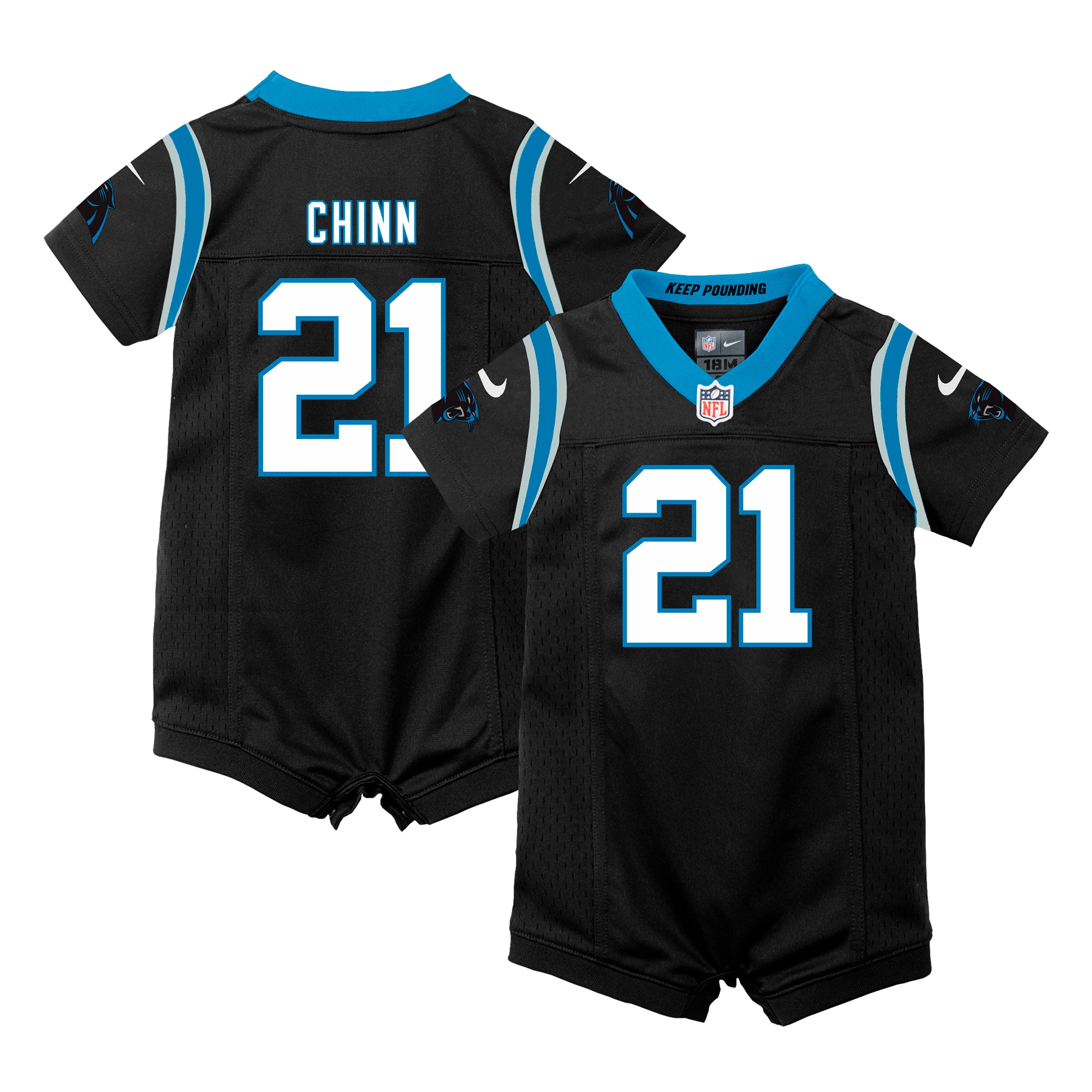 Newborn Carolina Panthers Jeremy Chinn Black Romper Game Jersey JS9803 nicesnker