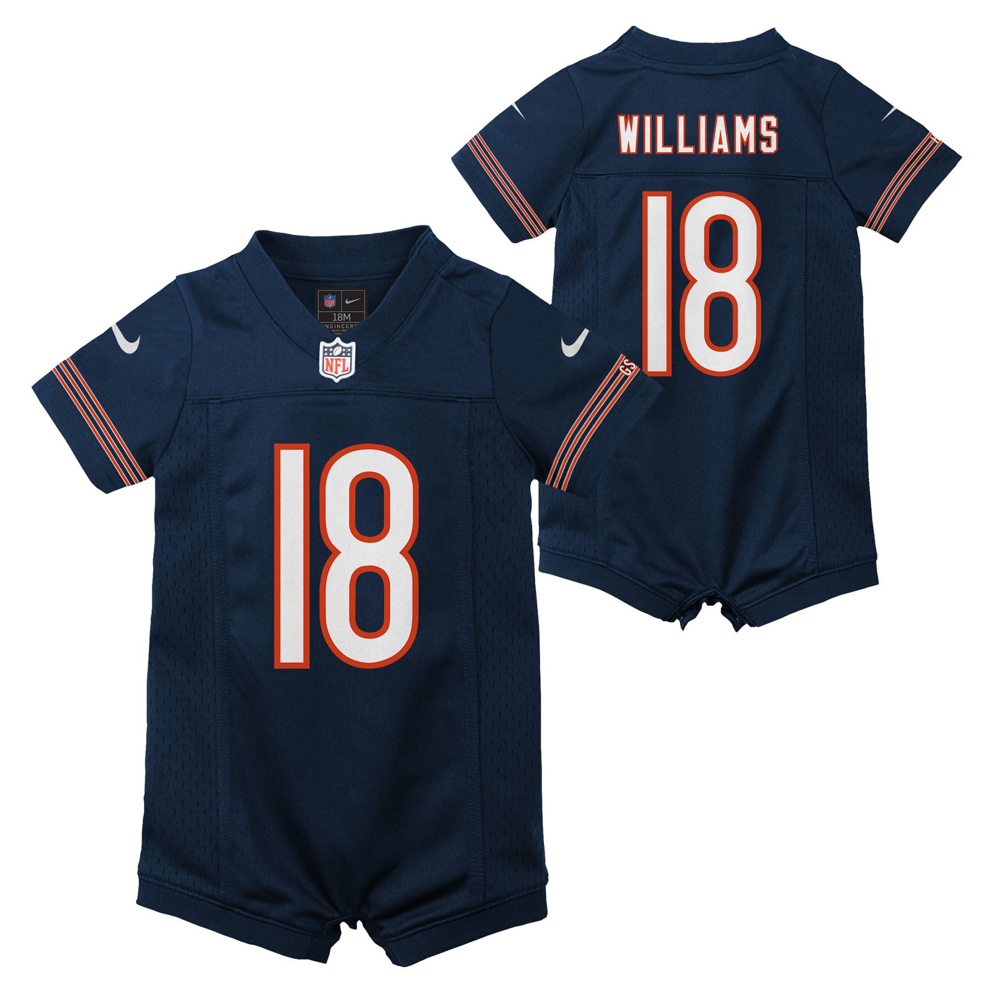 Newborn & Infant Chicago Bears Caleb Williams Navy Game Romper Jersey JS6558 nicesnker