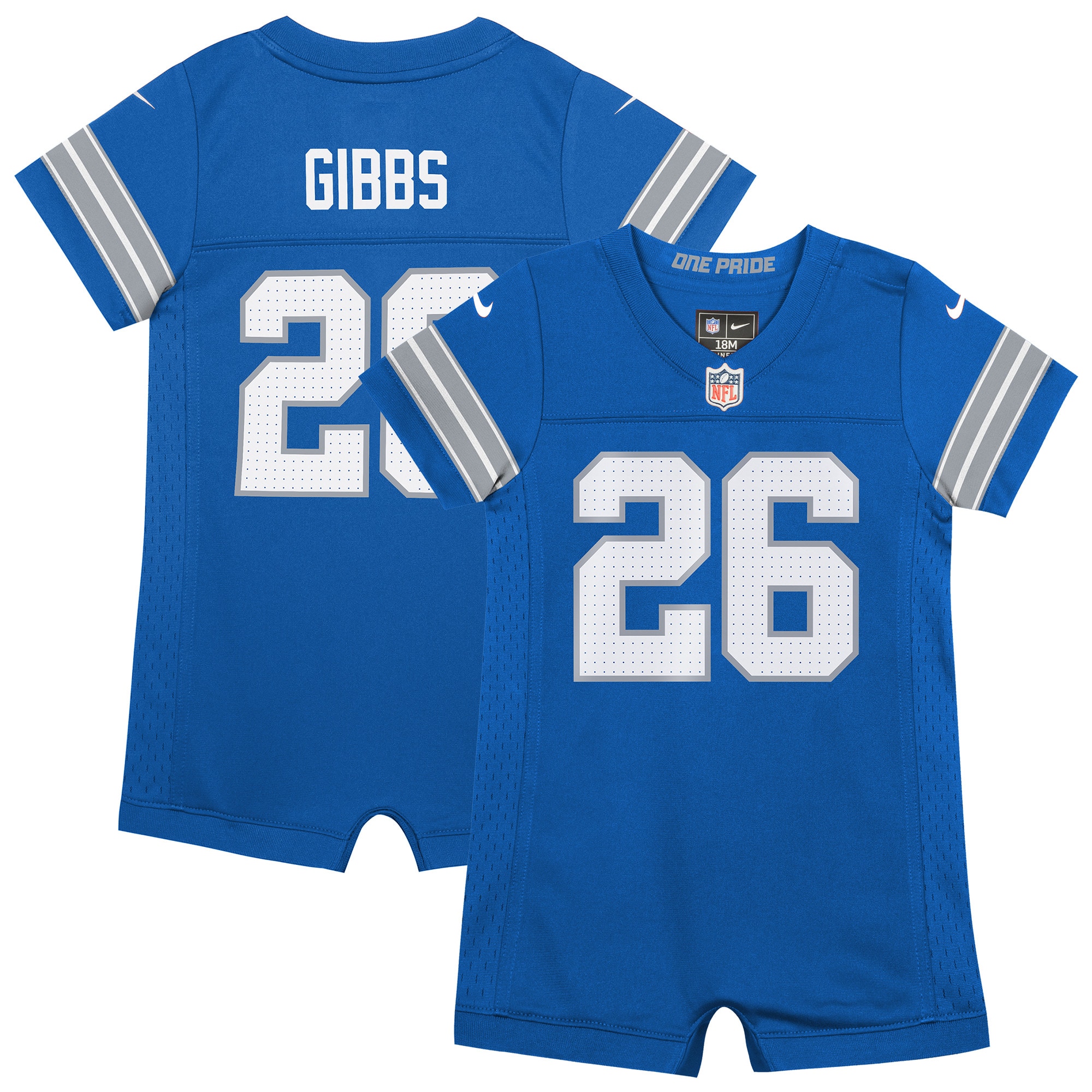 Newborn & Infant Detroit Lions Jahmyr Gibbs Blue Game Romper Jersey JS6394 nicesnker