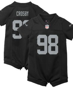 Newborn & Infant Las Vegas Raiders Maxx Crosby Black Game Romper Jersey JS8367 nicesnker