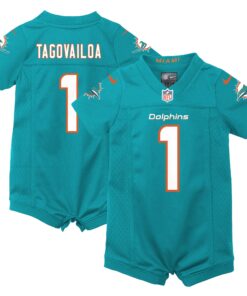Newborn & Infant Miami Dolphins Tua Tagovailoa Aqua Game Romper Jersey JS1328 nicesnker