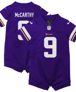 Newborn & Infant Minnesota Vikings J.J. McCarthy Purple Romper Game Jersey JS4479 nicesnker