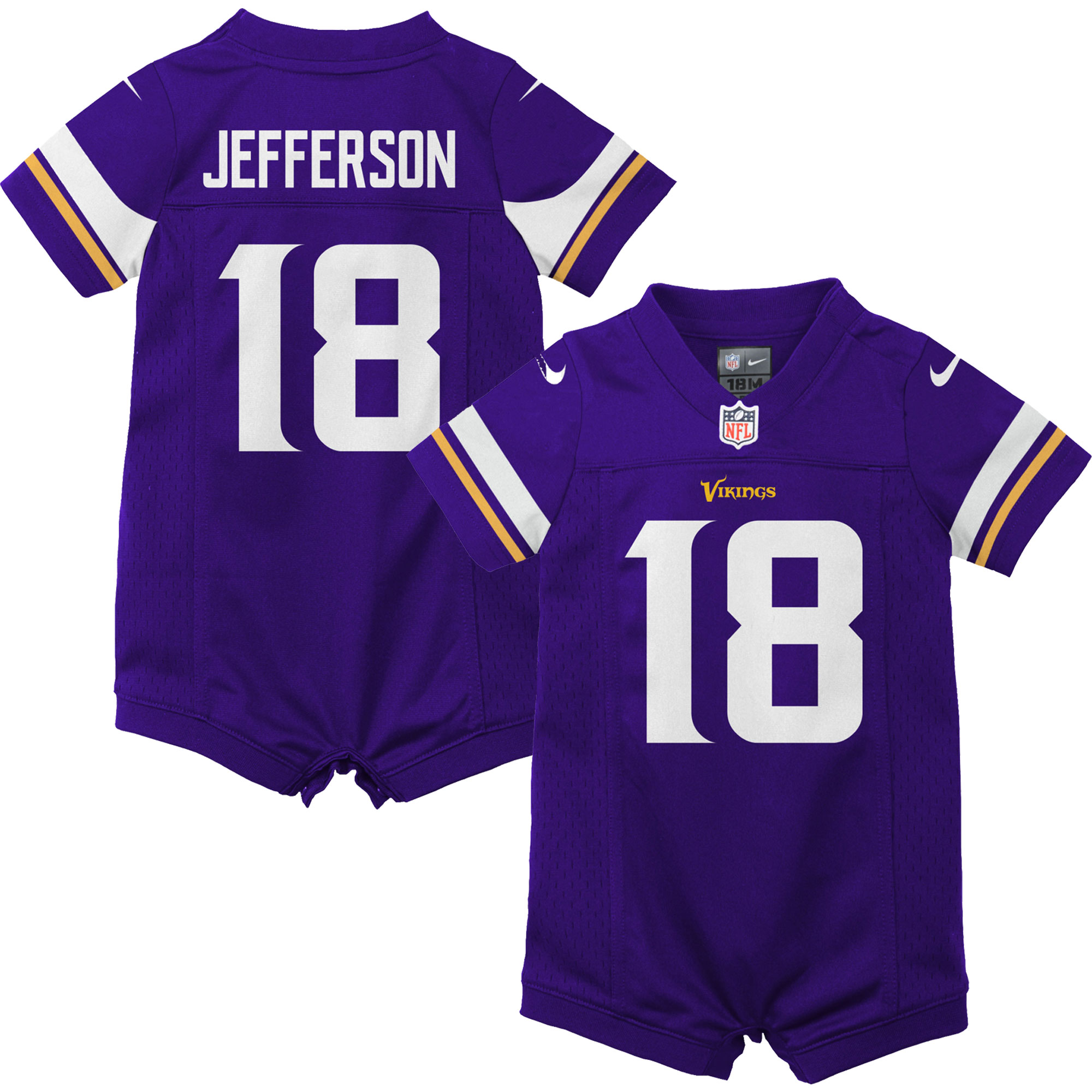 Newborn & Infant Minnesota Vikings Justin Jefferson Purple Game Romper Jersey JS7610 nicesnker