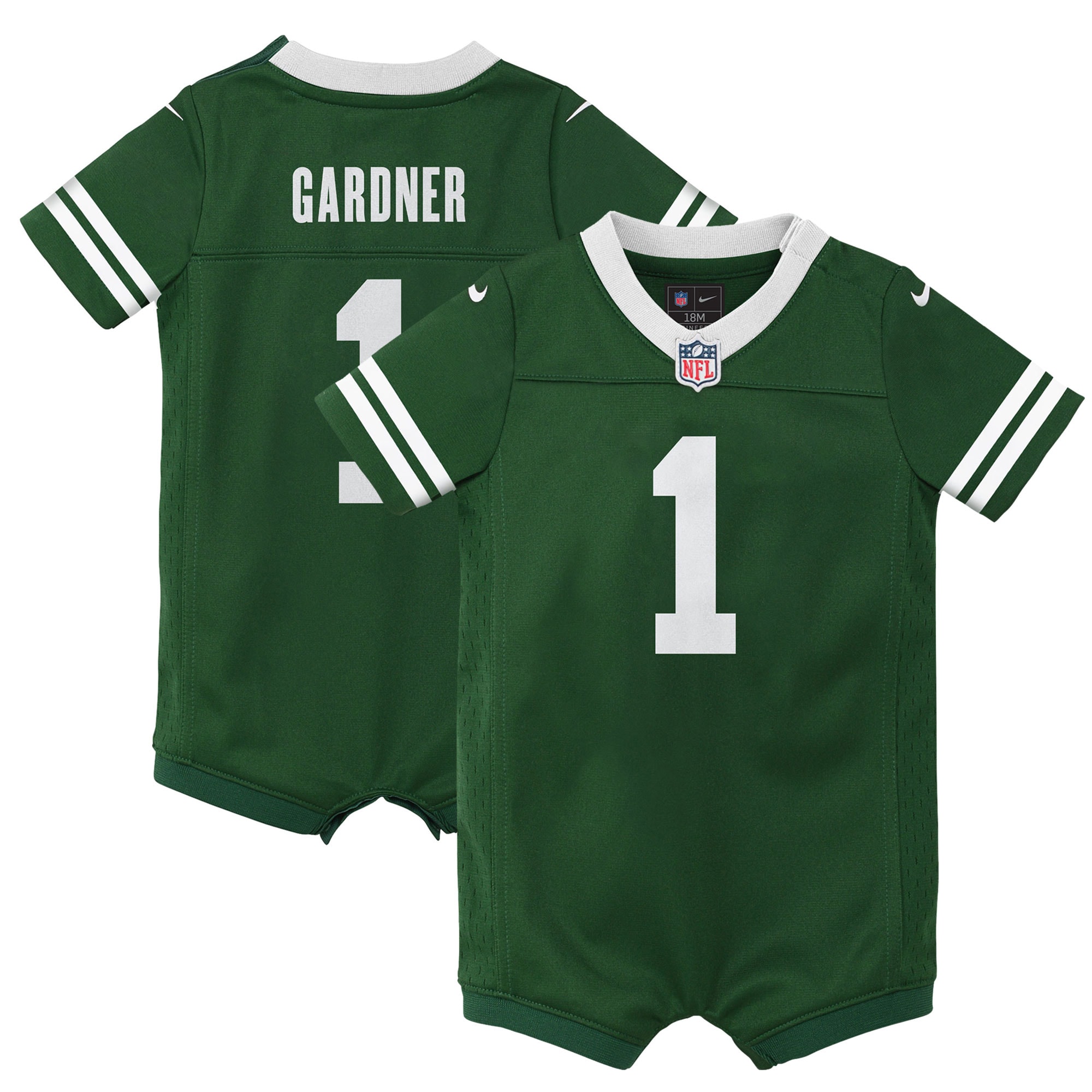 Newborn & Infant New York Jets Ahmad Sauce Gardner Legacy Green Game Romper Jersey JS7214 nicesnker