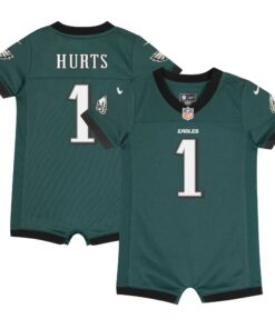 Newborn & Infant Philadelphia Eagles Jalen Hurts Midnight Green Game Romper Jersey JS2135 nicesnker