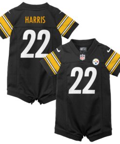 Newborn & Infant Pittsburgh Steelers Najee Harris Black Game Romper Jersey JS4097 nicesnker