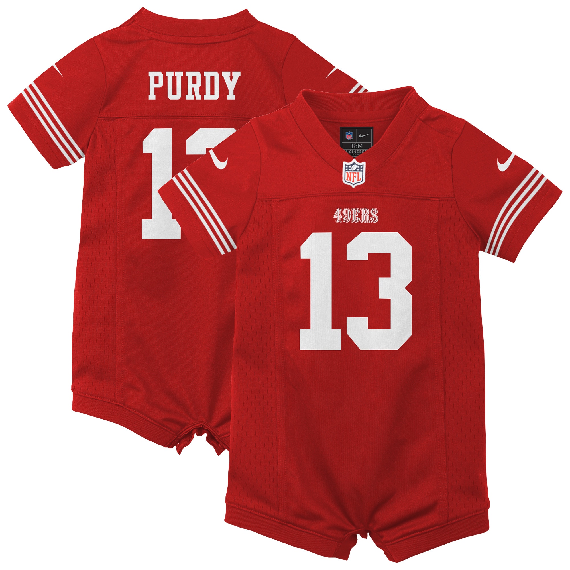 Newborn & Infant San Francisco 49ers Brock Purdy Scarlet Game Romper Jersey JS9763 nicesnker